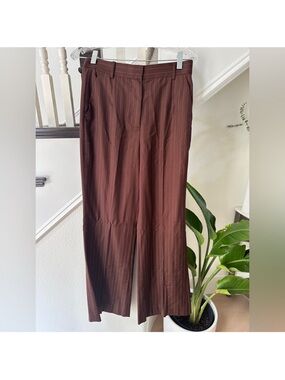 Lilisilk Brown Pinstripe Dress Pants